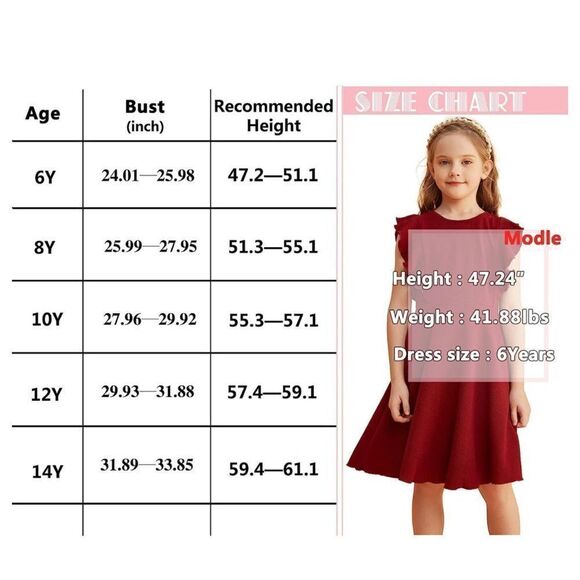 NEW Girls Flutter Sleeve Dress Pockets A-Line Swing Dress 10 Yrs - Picture 6 of 6